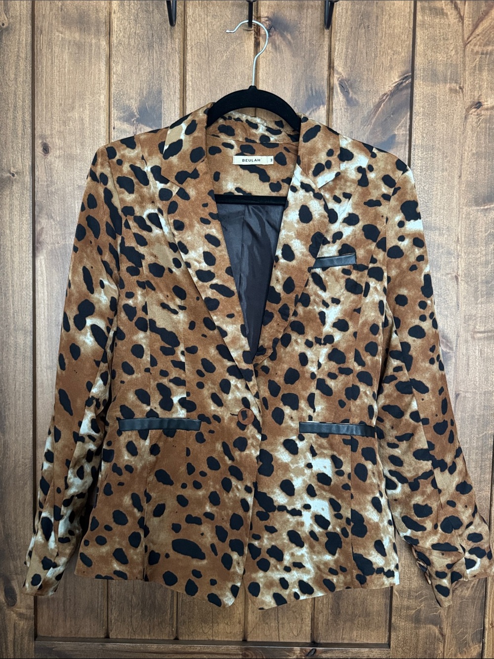 Beulah Leopard Print Blazer in Brown and Black
